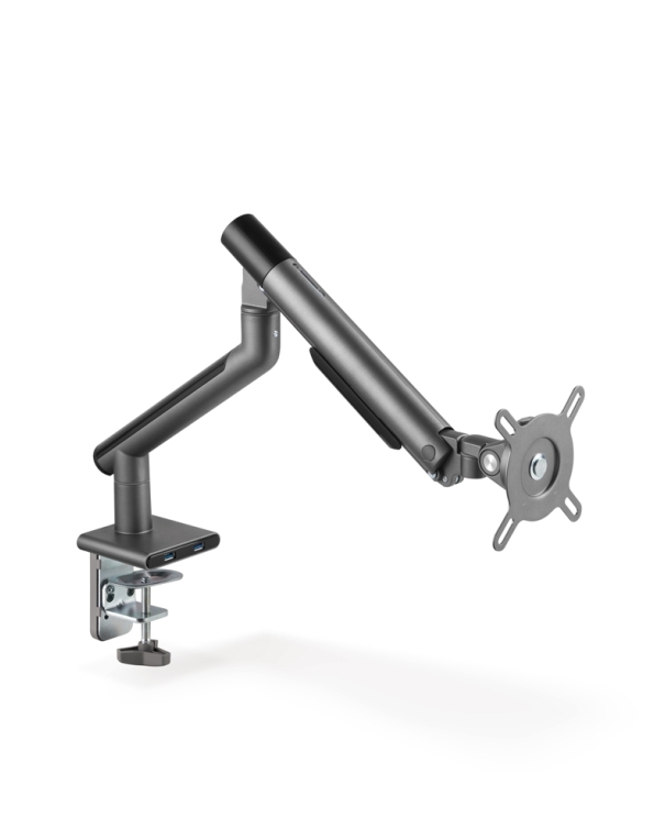 Snap Premium Single Monitor Arm Aluminum Spring-Assisted Monitor Arm with USB Ports