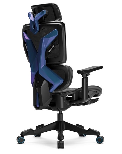 Xyrion Black and Blue Frame Super Ergonomic Gaming Chair with Foot Rest