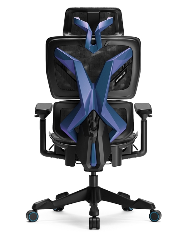 Xyrion Black and Blue Frame Super Ergonomic Gaming Chair with Foot Rest