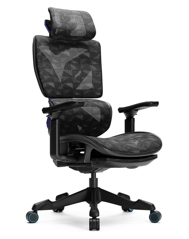 Xyrion Black and Blue Frame Super Ergonomic Gaming Chair with Foot Rest