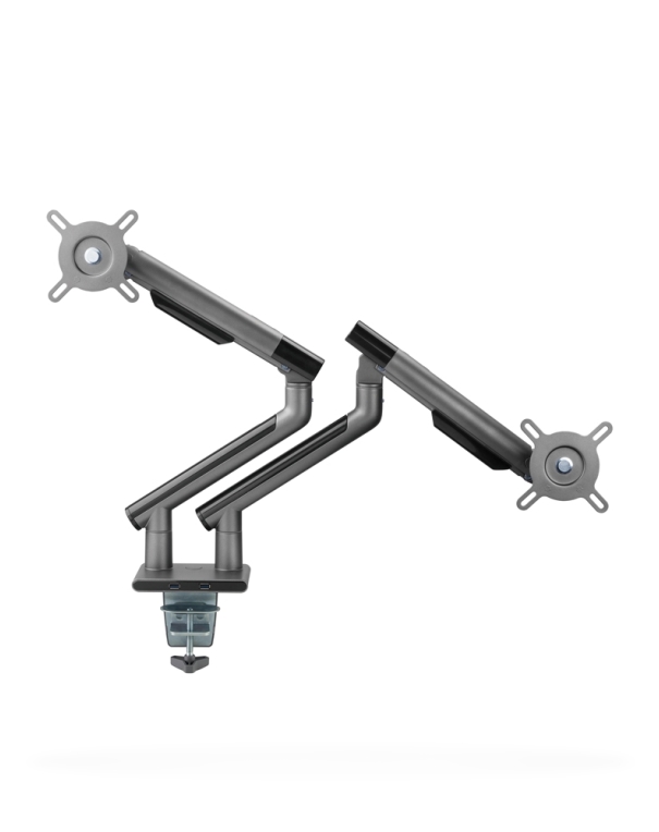 Snap Premium Dual Monitor Arm Aluminum Spring-Assisted Monitor Arm with USB Ports