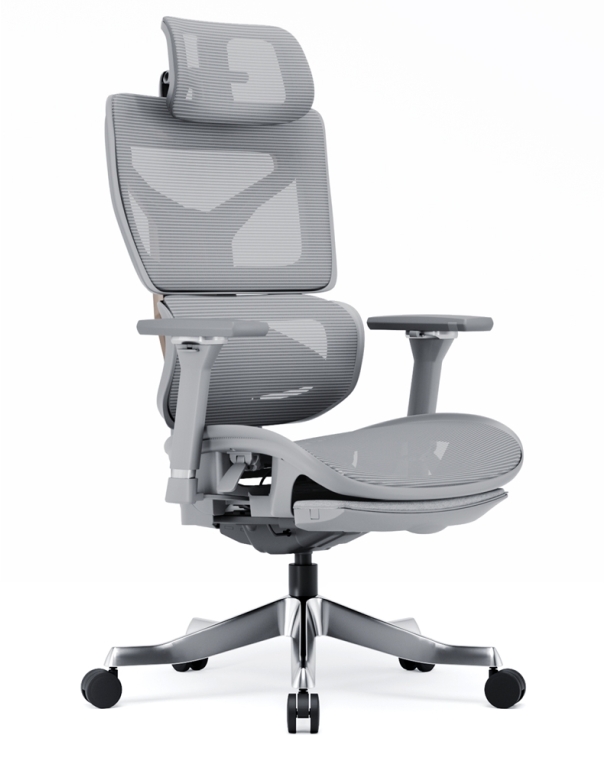 Omnix Silver Grey Super Ergonomic Gaming Chair with Foot Rest