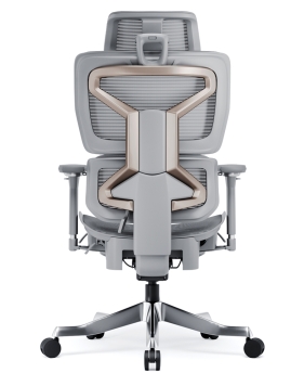 Omnix Silver Grey Super Ergonomic Gaming Chair with Foot Rest