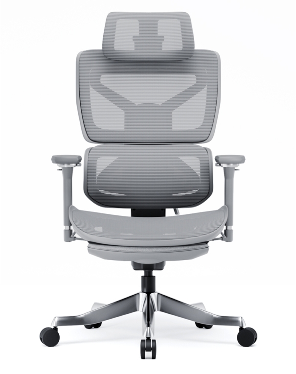 Omnix Silver Grey Super Ergonomic Gaming Chair with Foot Rest