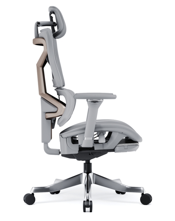 Omnix Silver Grey Super Ergonomic Gaming Chair with Foot Rest