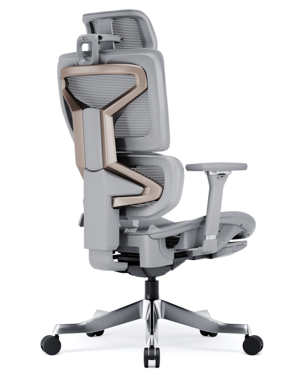Omnix Silver Grey Super Ergonomic Gaming Chair with Foot Rest